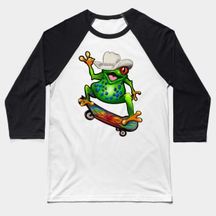 Frog Peace sign tie dye Kawaii Froggy Skateboarding Cute Frog Texas cowboy hat Funny toad toads amphibian tadpole Green Red eyed tree frogs rain forest Lizard dragon zoology gift frog Baseball T-Shirt